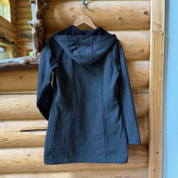 Athleta Full-Length Fleece-Lined Hooded Jacket in Charcoal Size Medium - Picture 2 of 4
